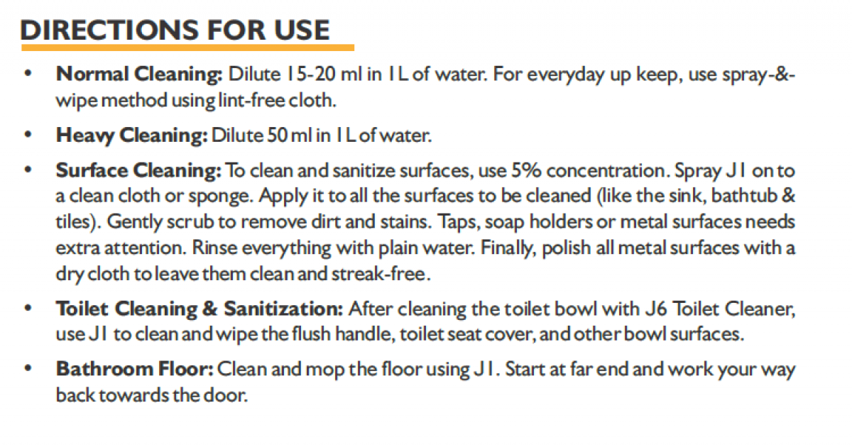 J1 BATHROOM CLEANER & SANITIZER CONCENTRATE