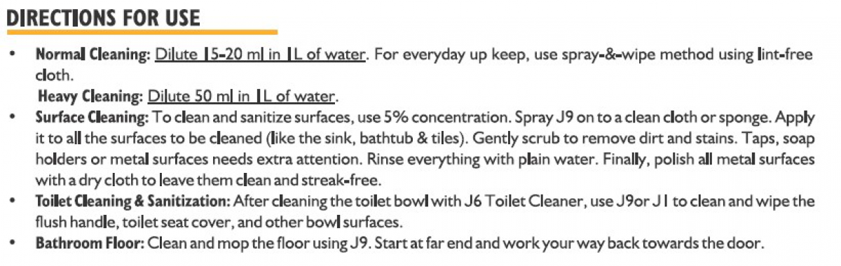 J9 BATHROOM CLEANER CONCENTRATE
